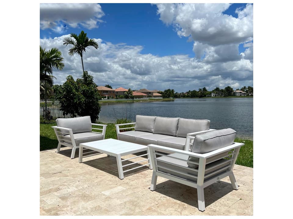 Paraiso 4-Piece Cushion Aluminum Outdoor Lounge Set White