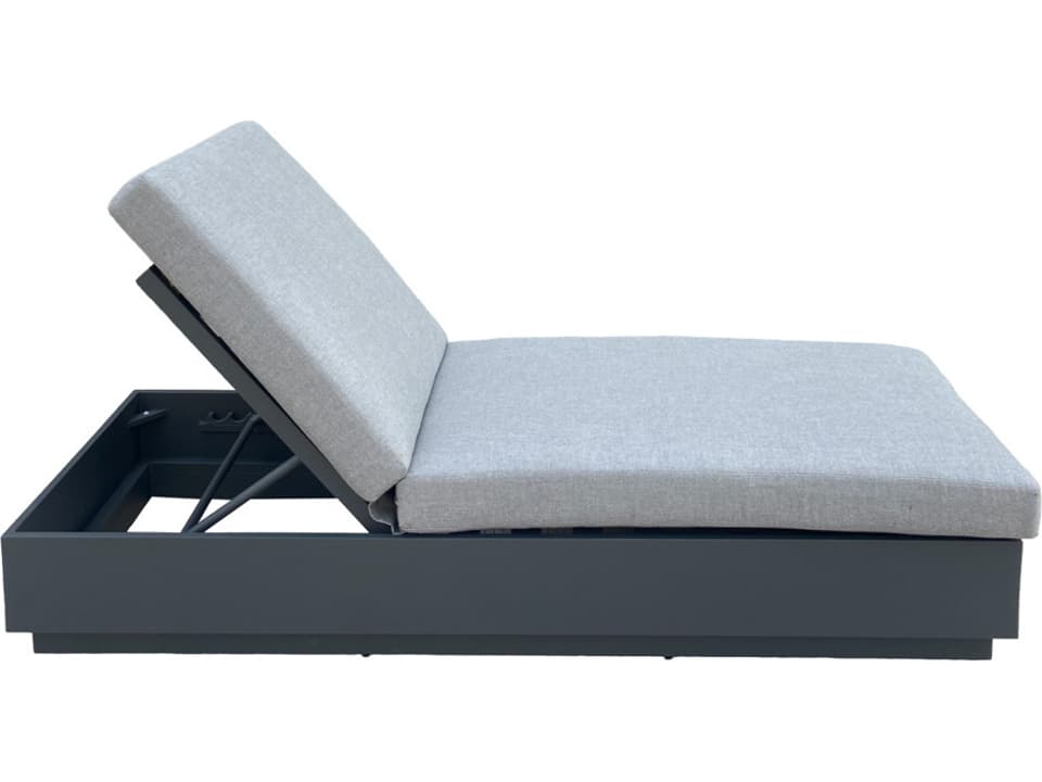 Mila Aluminum Chaise Lounge with Charcoal Cushion