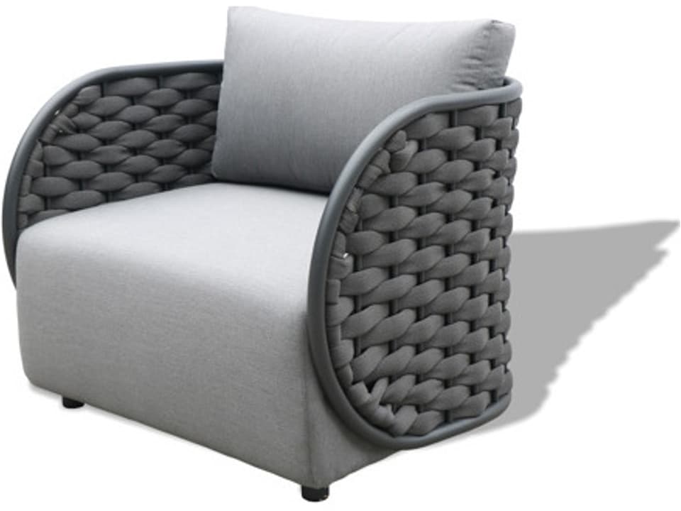 Savannah Cushion Rope Aluminum Lounge Chair in Charcoal