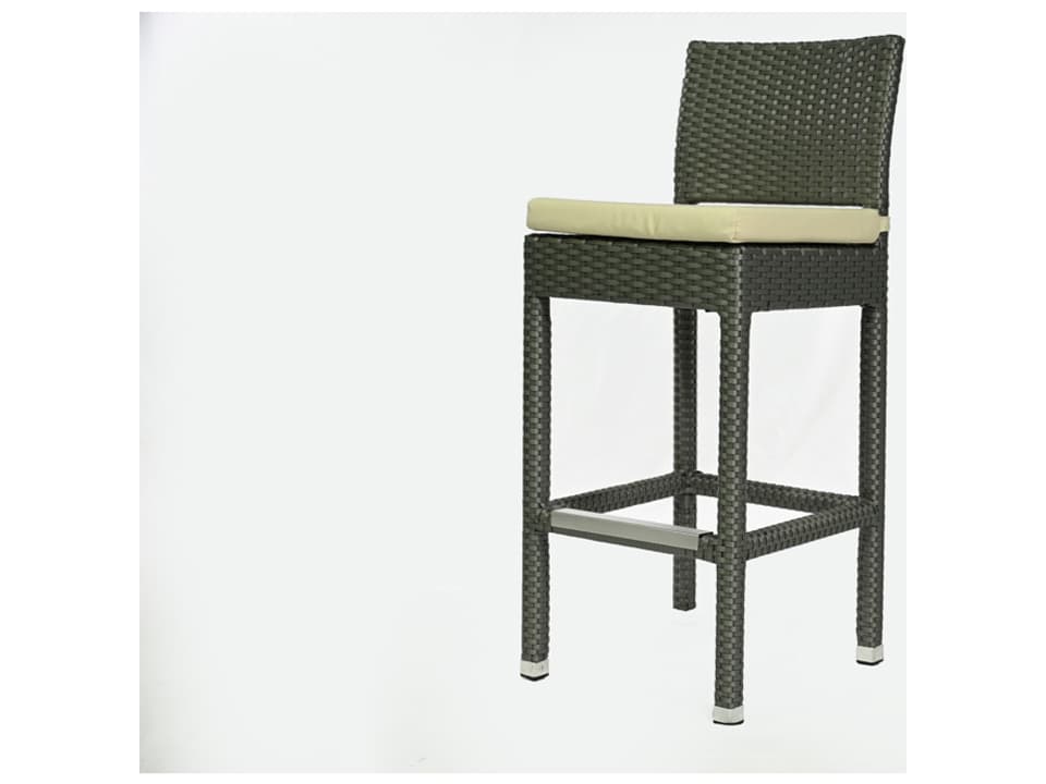 Venice Wicker Bar Stool with Cushion in Gray