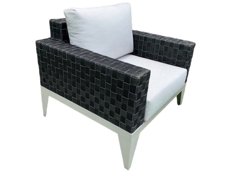 Marbella Cushion Aluminum Wicker Lounge Chair in Black