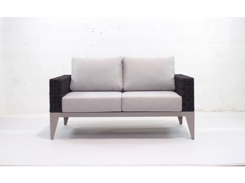 Marbella Cushion Aluminum Wicker Loveseat in Black