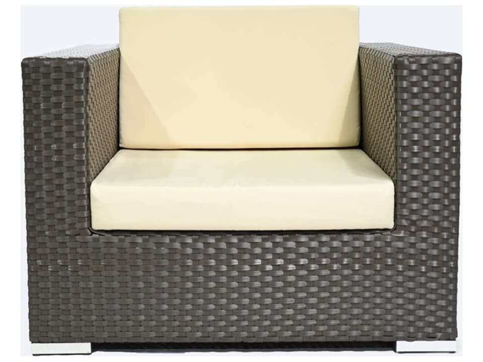 Venice Cushion Wicker Lounge Chair in Brown