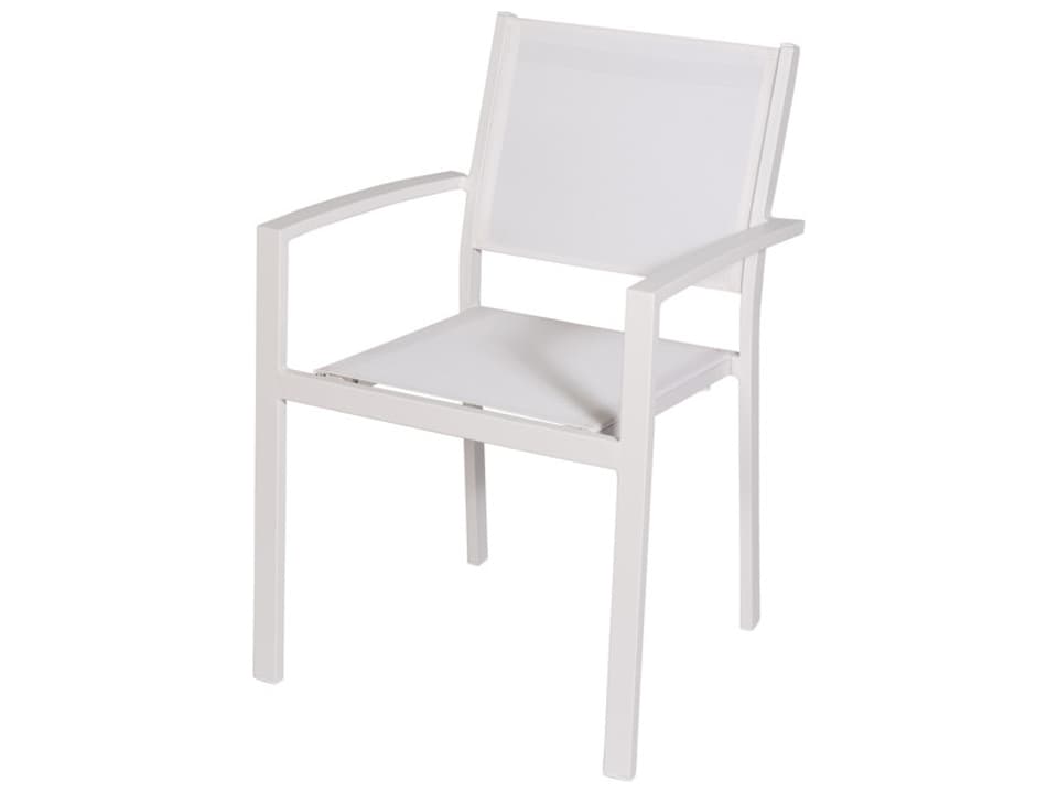 Aruba Sling Aluminum White Dining Arm Chair