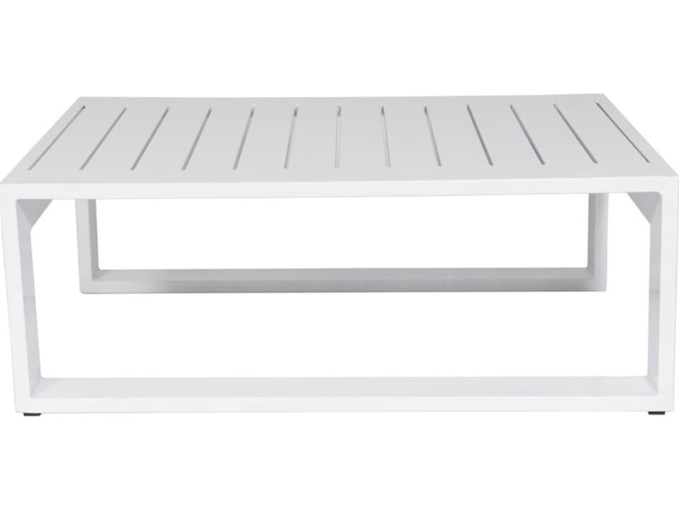 Aruba 43-Inch Rectangular Aluminum Coffee Table in White Matte