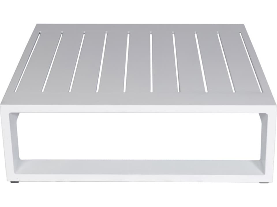 Aruba Small Rectangular Aluminum Coffee Table in White