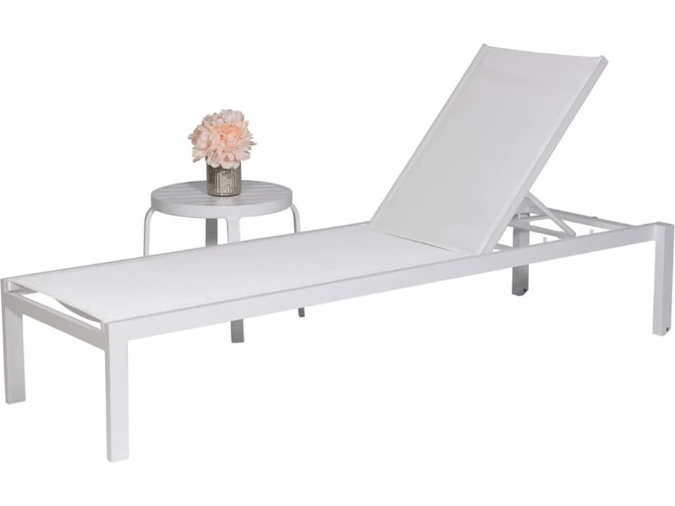 Aruba Sling Aluminum Chaise Lounge in White