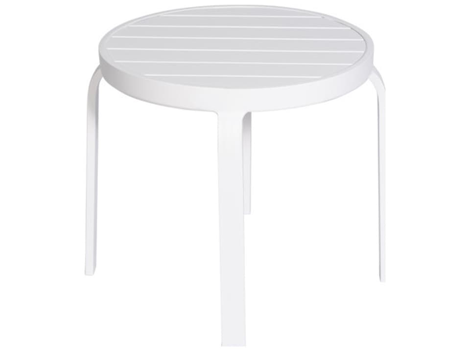 Aruba Round Aluminum Side Table in White