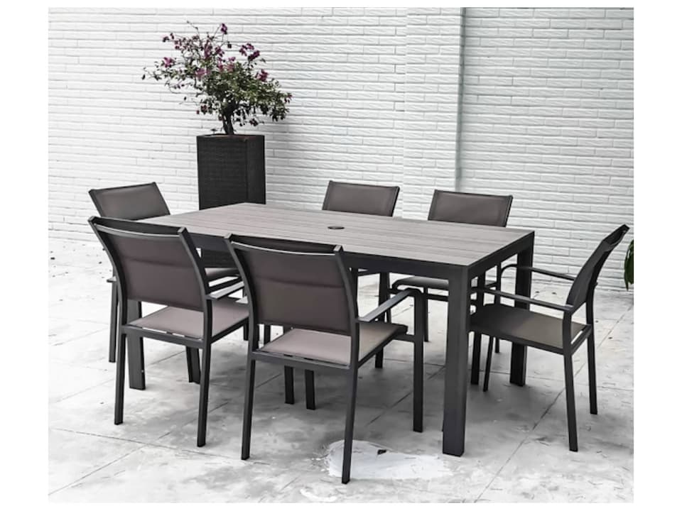 Adir Aluminum 60 Inch Rectangular Dining Table with Umbrella Hole