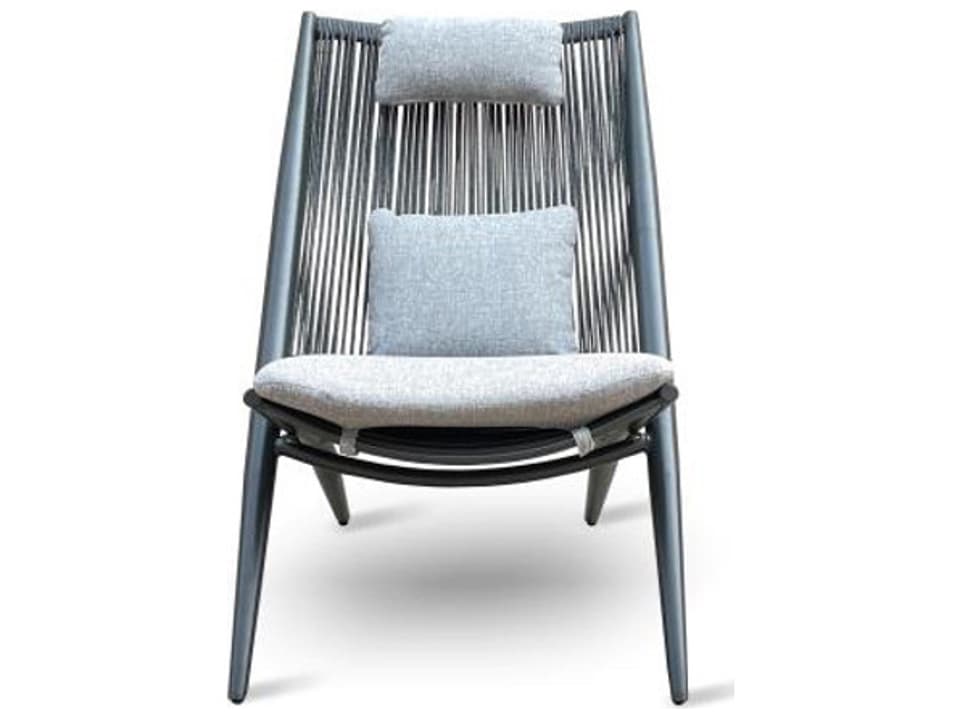 Alia Aluminum Highback Lounge Chair with Cushions in Charcoal