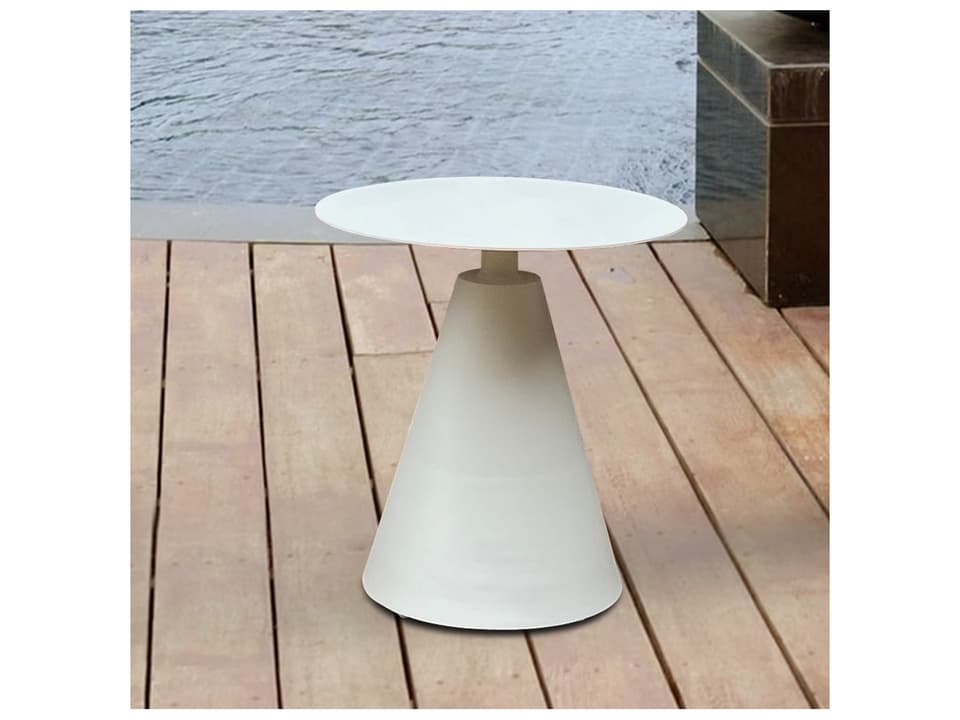 Alia 19.5-Inch Aluminum Round End Table in White