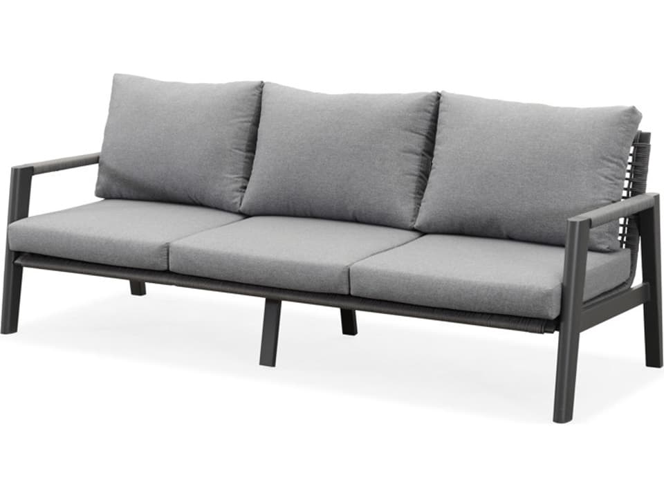 Caicos Cushion Aluminum Sofa in Charcoal