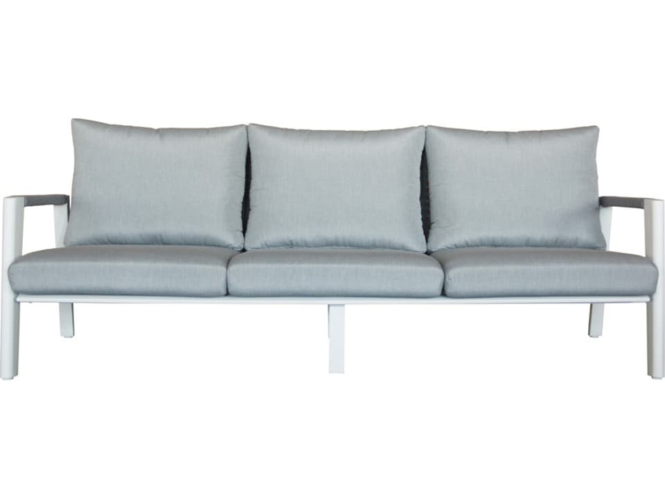 Caicos Cushion Aluminum Outdoor Sofa in White
