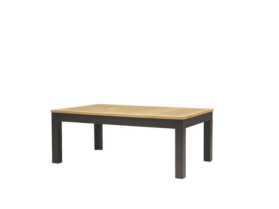 Cali Rectangular Teak Top Coffee Table in Charcoal Aluminum