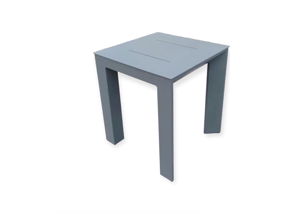 Cali Aluminum Charcoal Square Side Table with Teak Top