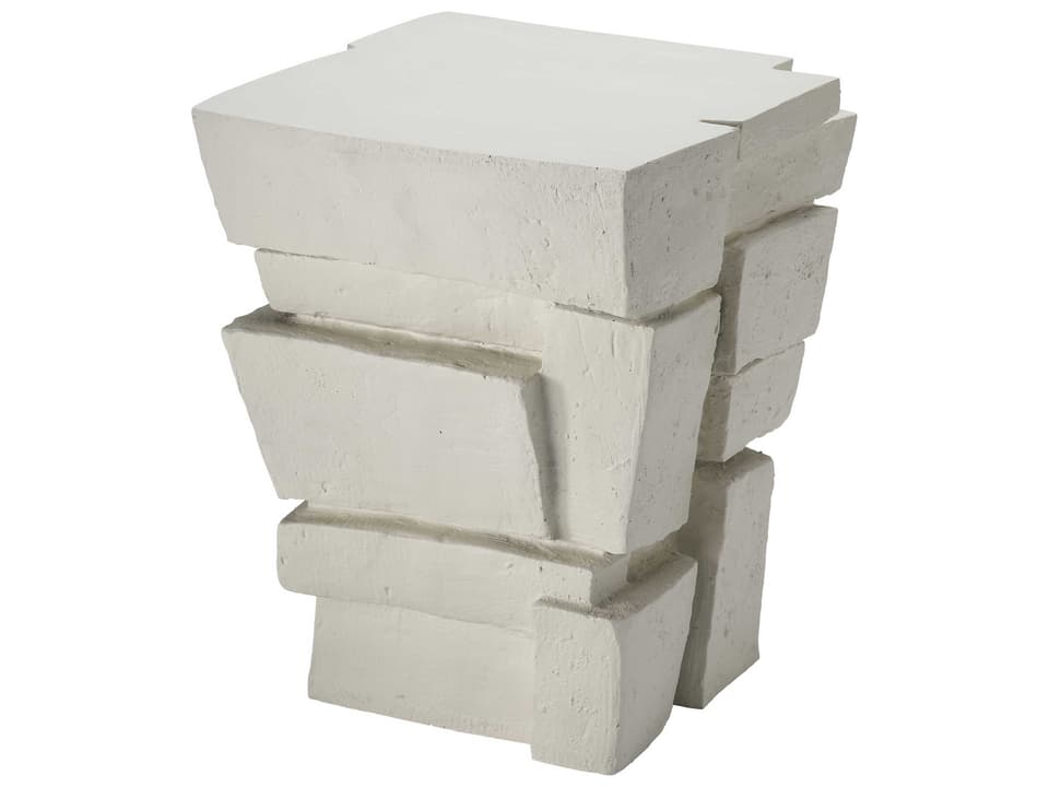 Brick Square Fiberglass End Table in Cream White