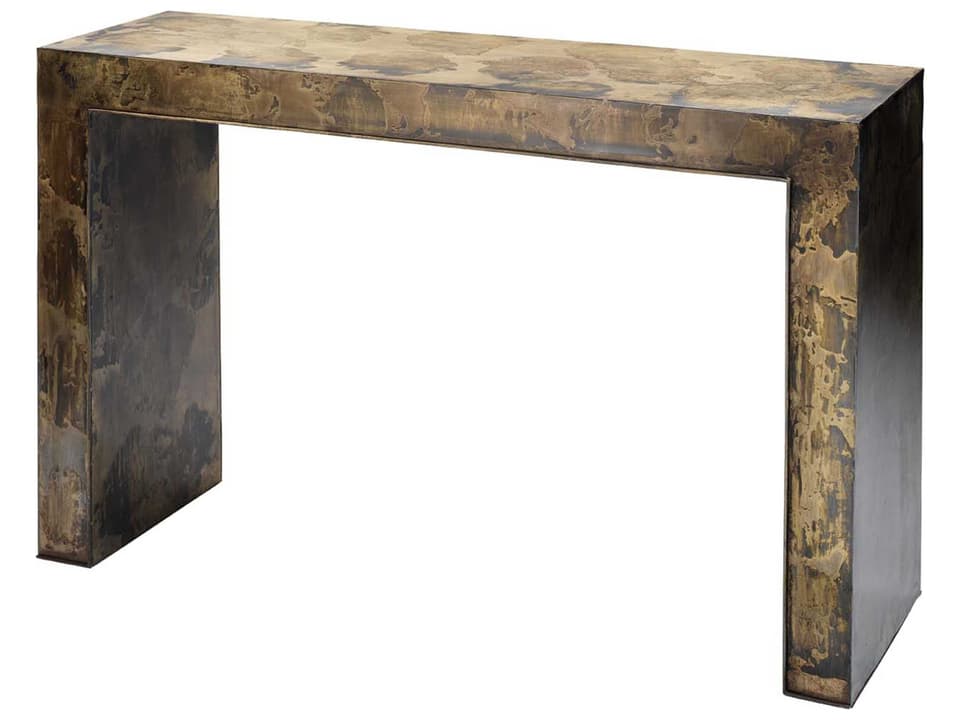 Charlemagne Rectangular Console Table Metal Acid Washed Finish
