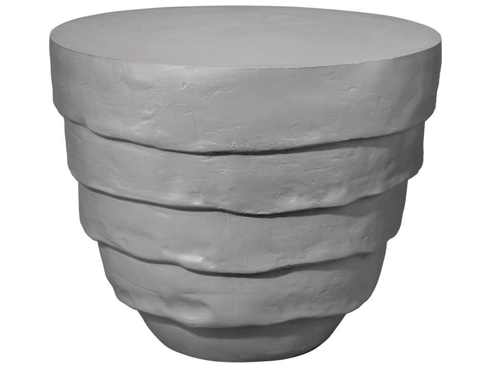 Concentric Round Fiberglass Cement Rustic Side Table