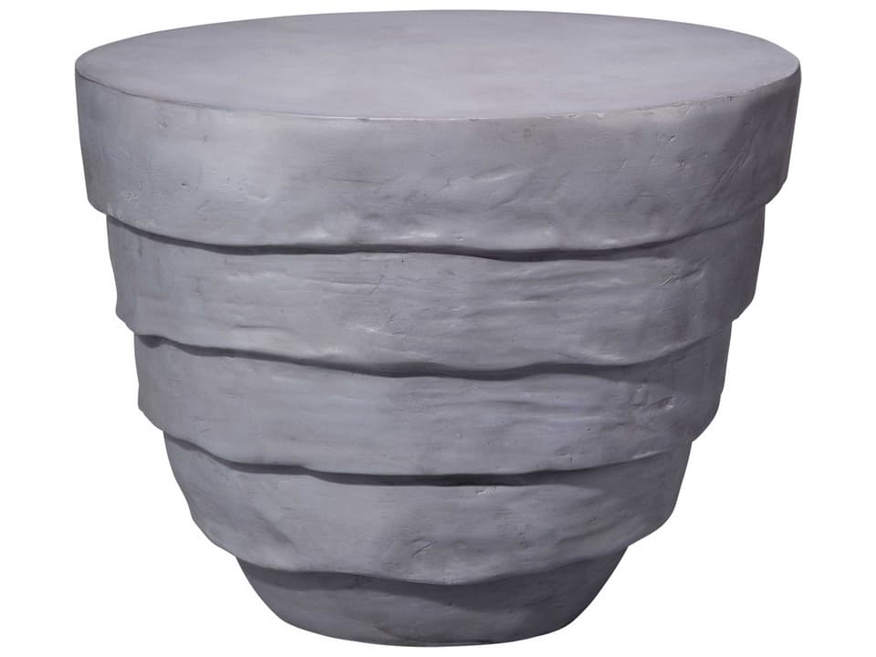 Concentric Round Fiberglass Side Table in Steel Grey