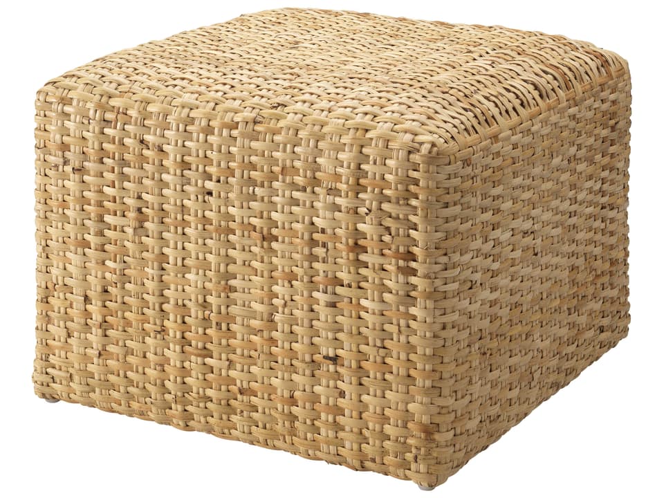 Natural Rattan Large Ottoman in Brown