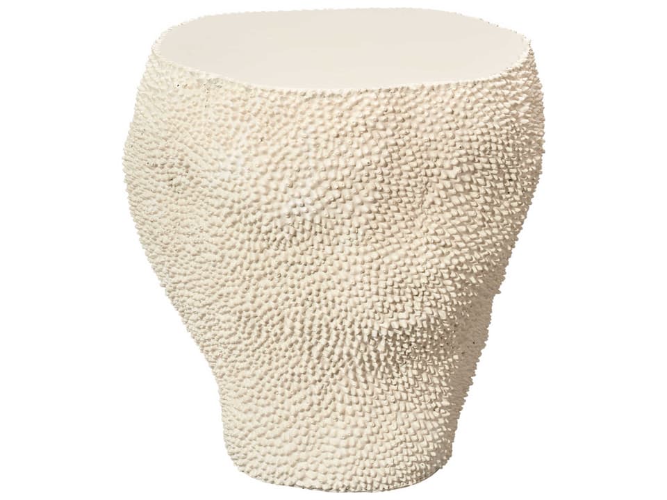 Uni Fiberglass End Table in Cream White Small