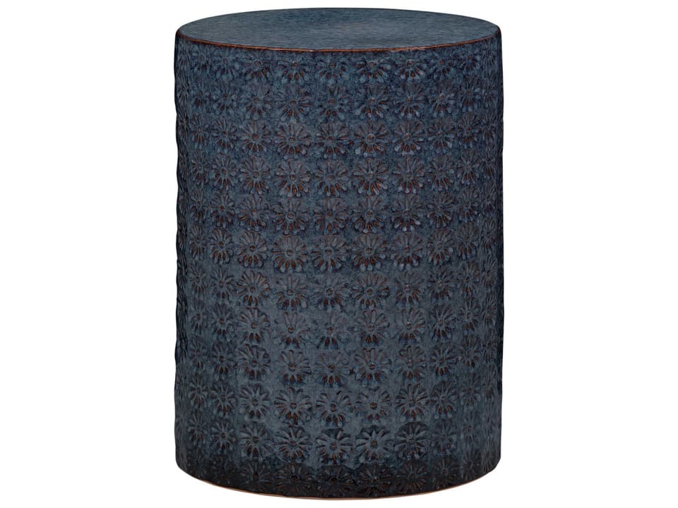 Wildflower Round Side Table in Dark Blue Reactive Glaze