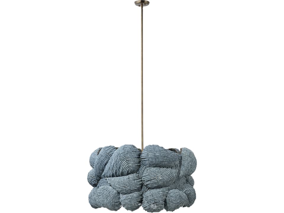 6-Light Anguilla Blue Wood Bead Drum Chandelier