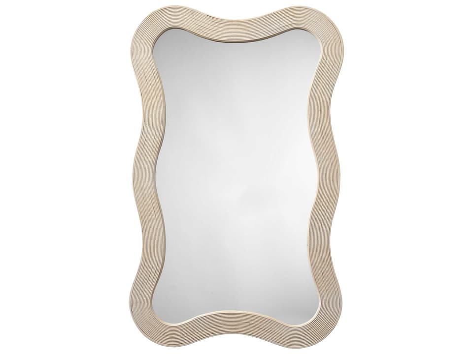 Dali Curved Bamboo Wall Mirror in Cream