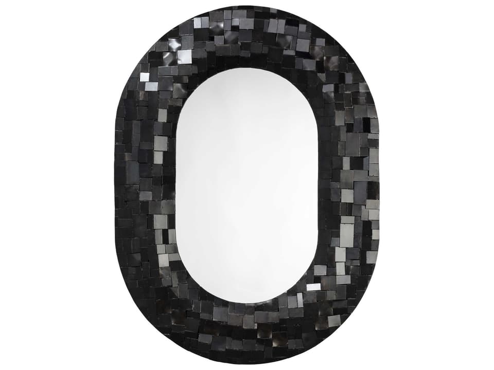 Evelyn Rectangle Wall Mirror with Mother of Pearl Inlay Black