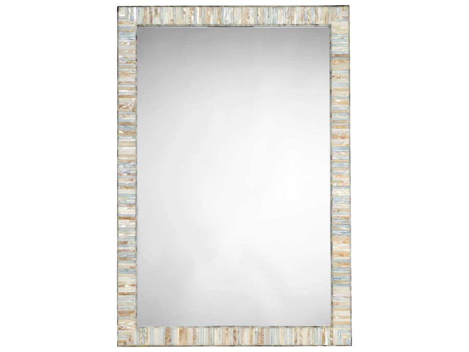 Heron Wall Mirror with Iridescent Mother of Pearl Frame in Blue