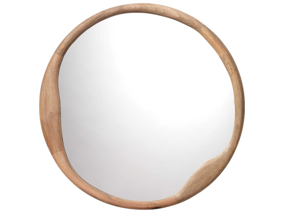 Organic Mango Wood Round Wall Mirror Natural Finish