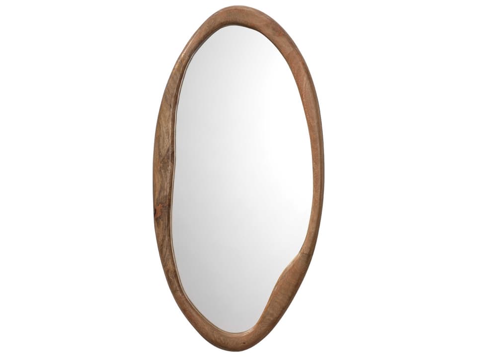 Organic Mango Wood Oval Wall Mirror with Natural Finish