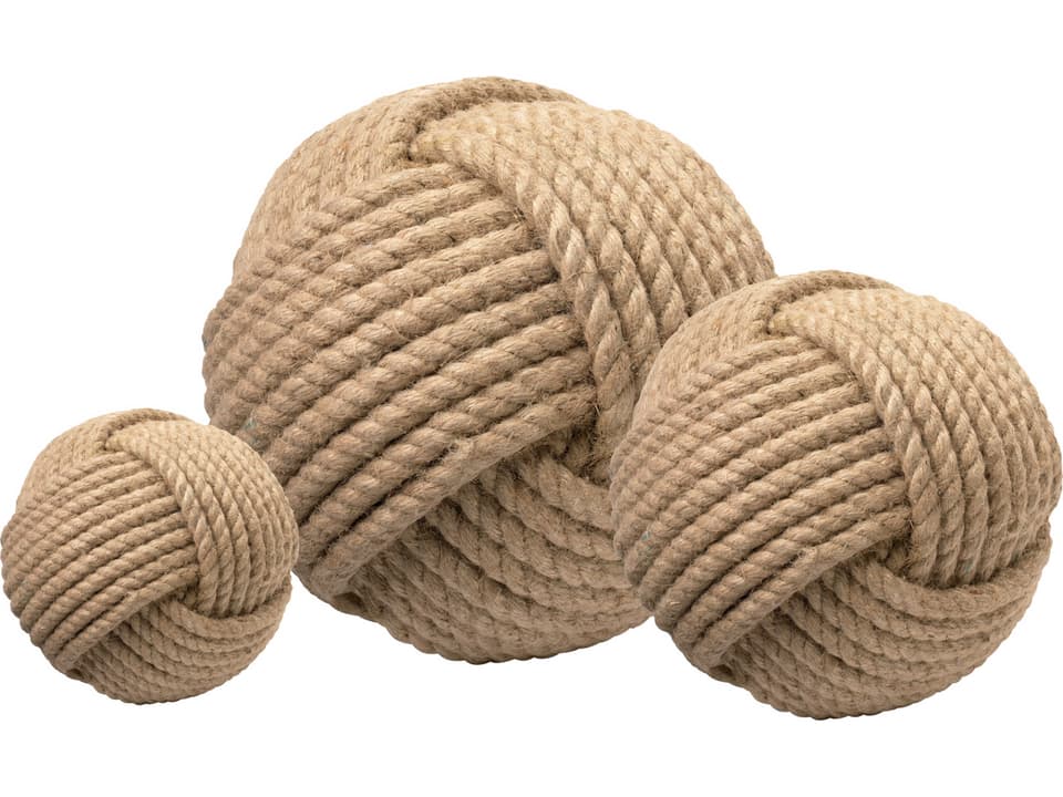 Jute Balls Set of 3 Natural Coastal Decorative Objects