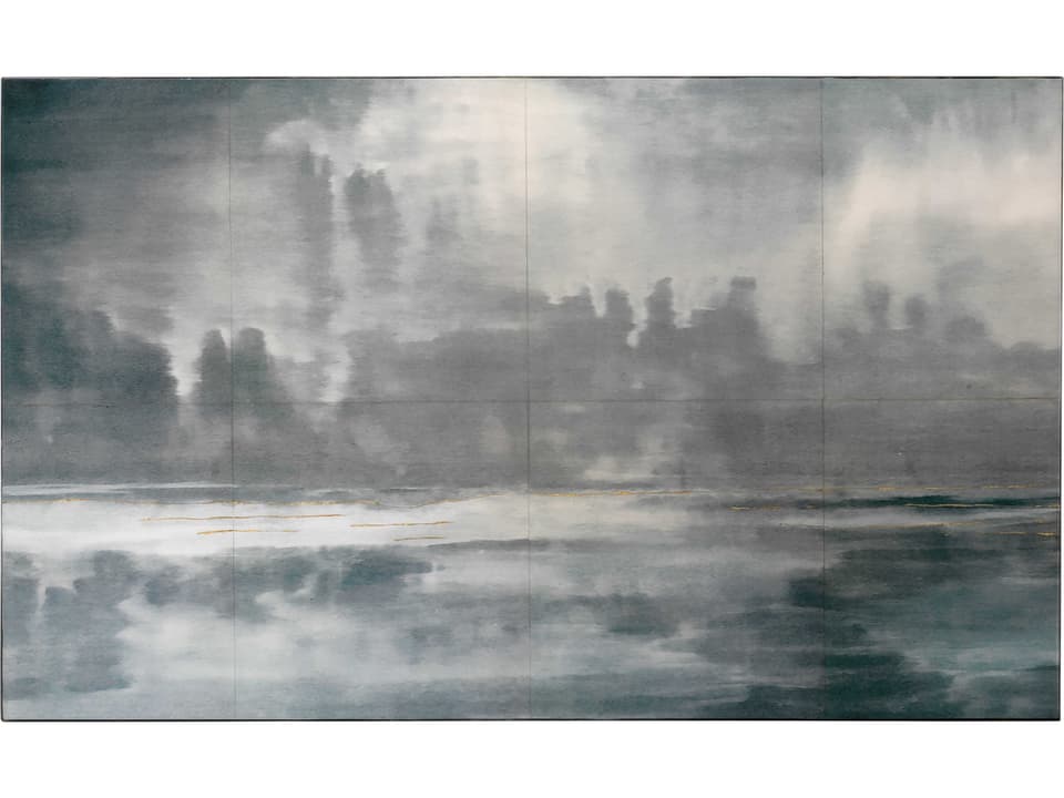 Cloudscape Lacquer Wall Art in Navy and Slate