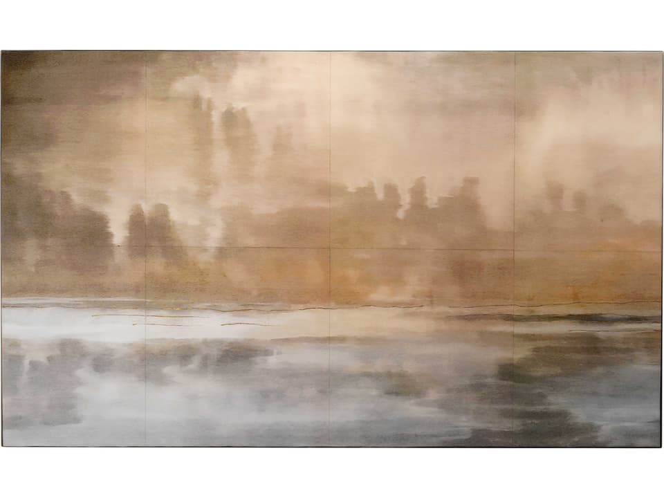 Cloudscape Wall Art in Taupe and Slate Lacquer