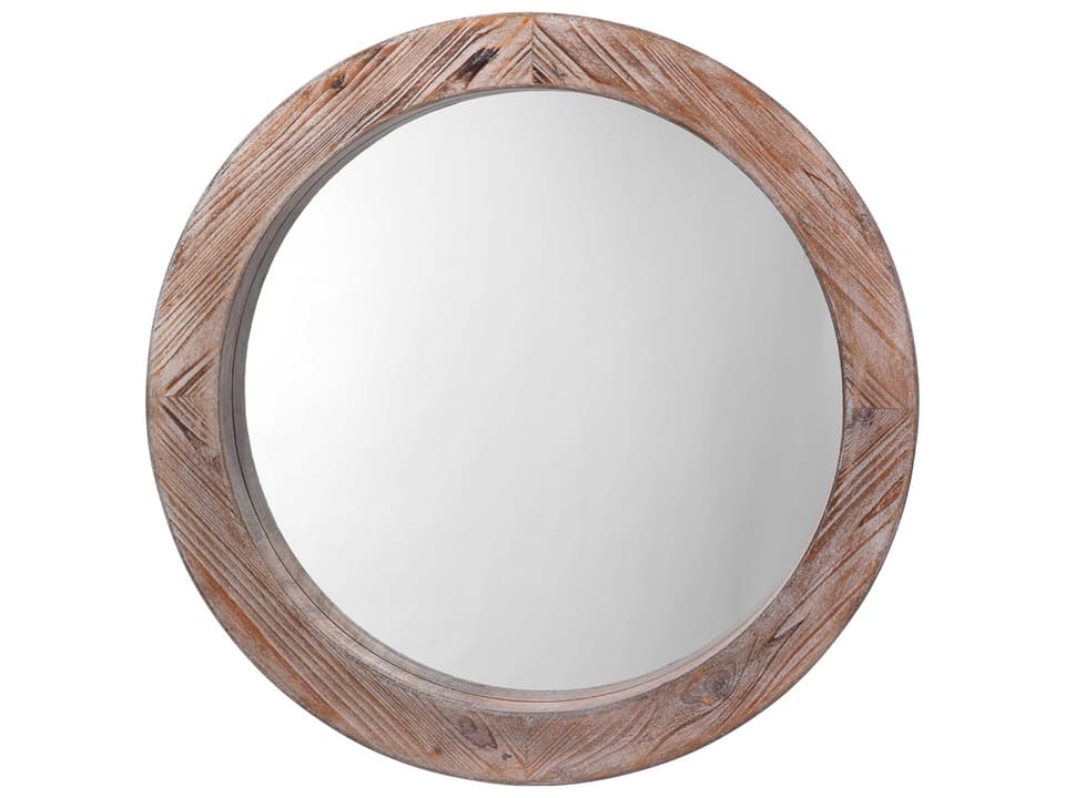 Reclaimed Round Wall Mirror with Grey Wash Finish
