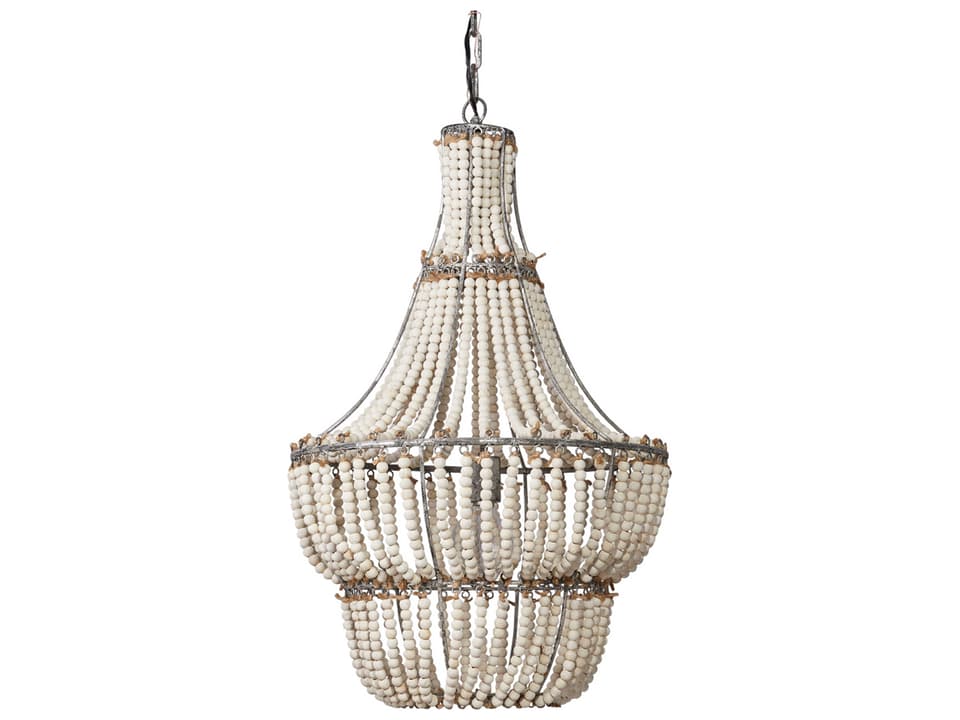 1-Light Blanca Chandelier in White Washed Wood and Distressed Metal