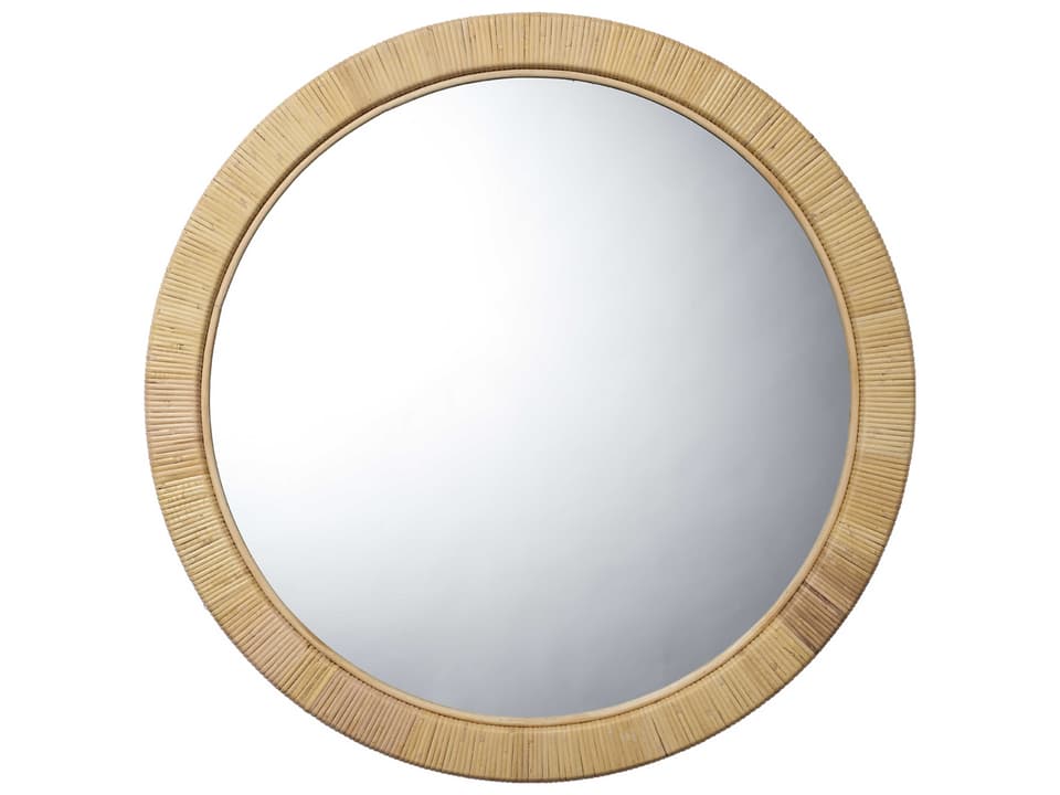 Ohana Natural Round Wall Mirror with Rattan Frame