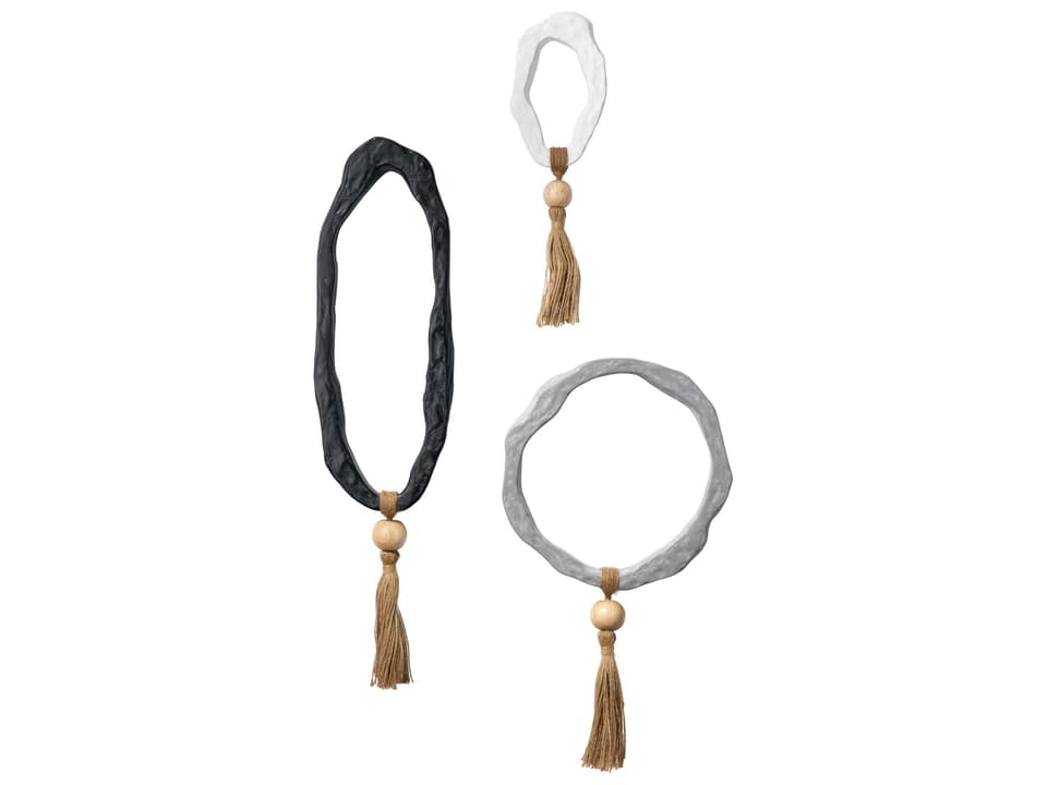 Mirage Abstract Wall Art Set of 3 Resin Rings with Natural Wood Beads
