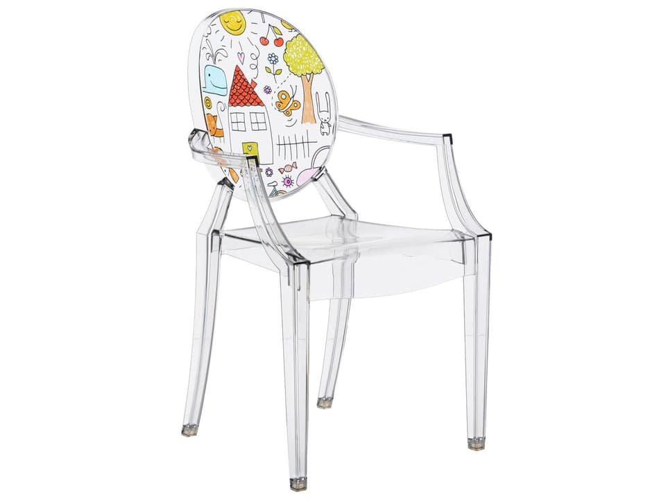 Kartell Lou Lou Ghost Crystal Drawings Polycarbonate Kid Dining Chair