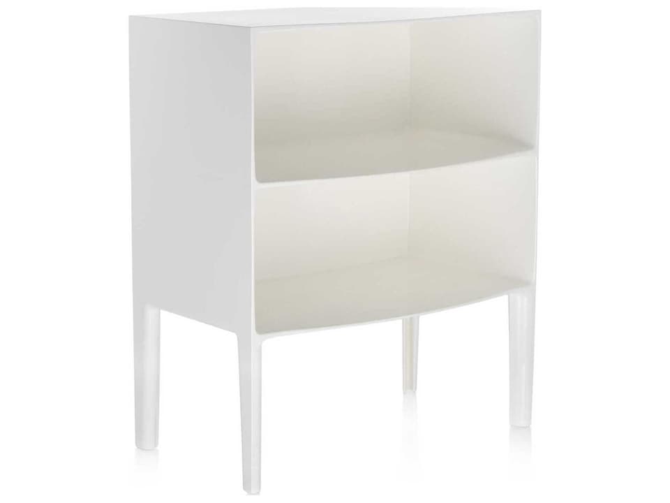 Ghost Buster Transparent White Resin Rectangular Open Cabinet