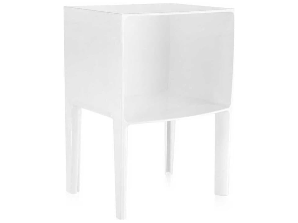 Ghost Buster Opaque White Resin Rectangular End Table