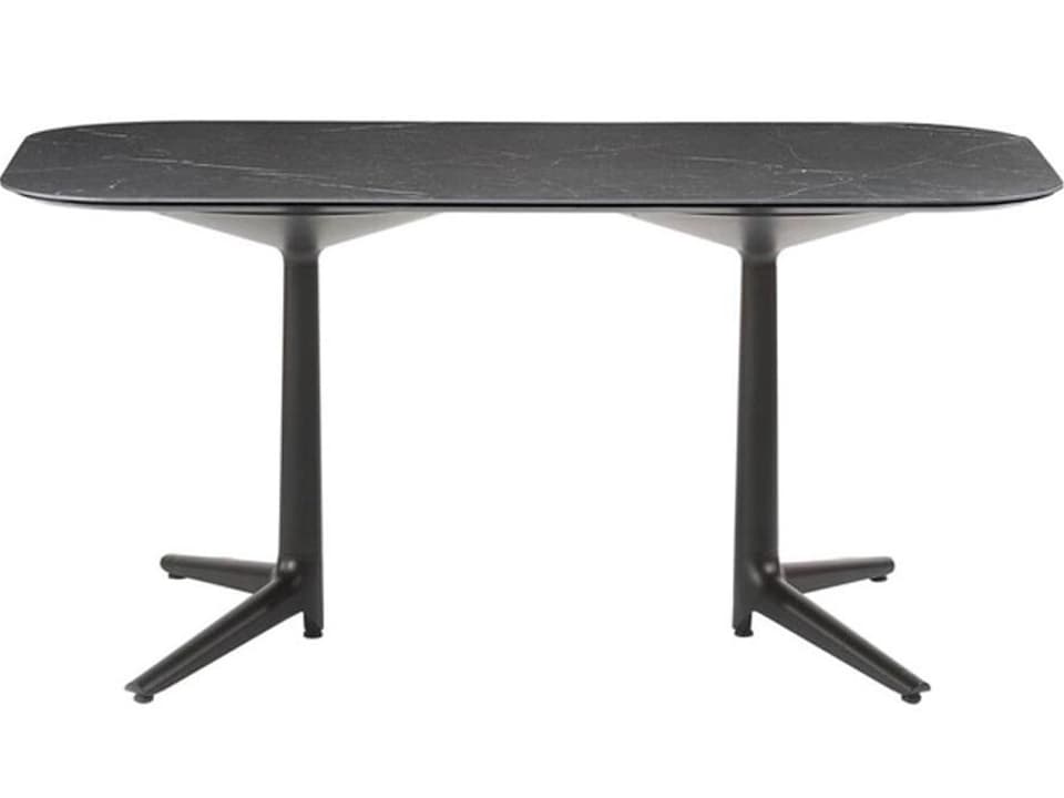 Multiplo XL Black Marble Aluminum Rectangular Dining Table