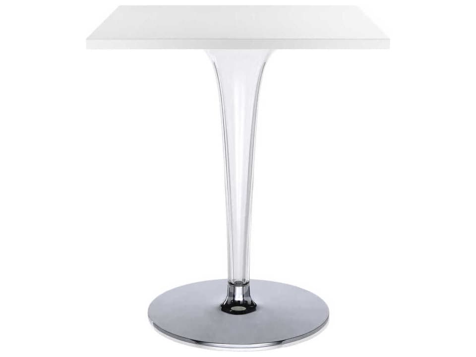 Kartell Toptop 24-Inch Transparent White Square Dining Table
