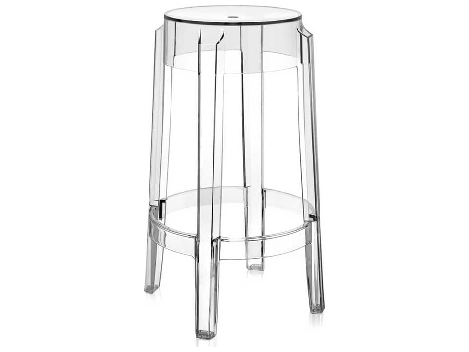 Charles Ghost Transparent Crystal Resin Counter Stool  (Sold in 2)