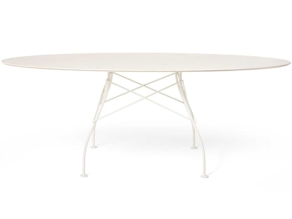 Glossy Steel Oval Dining Table