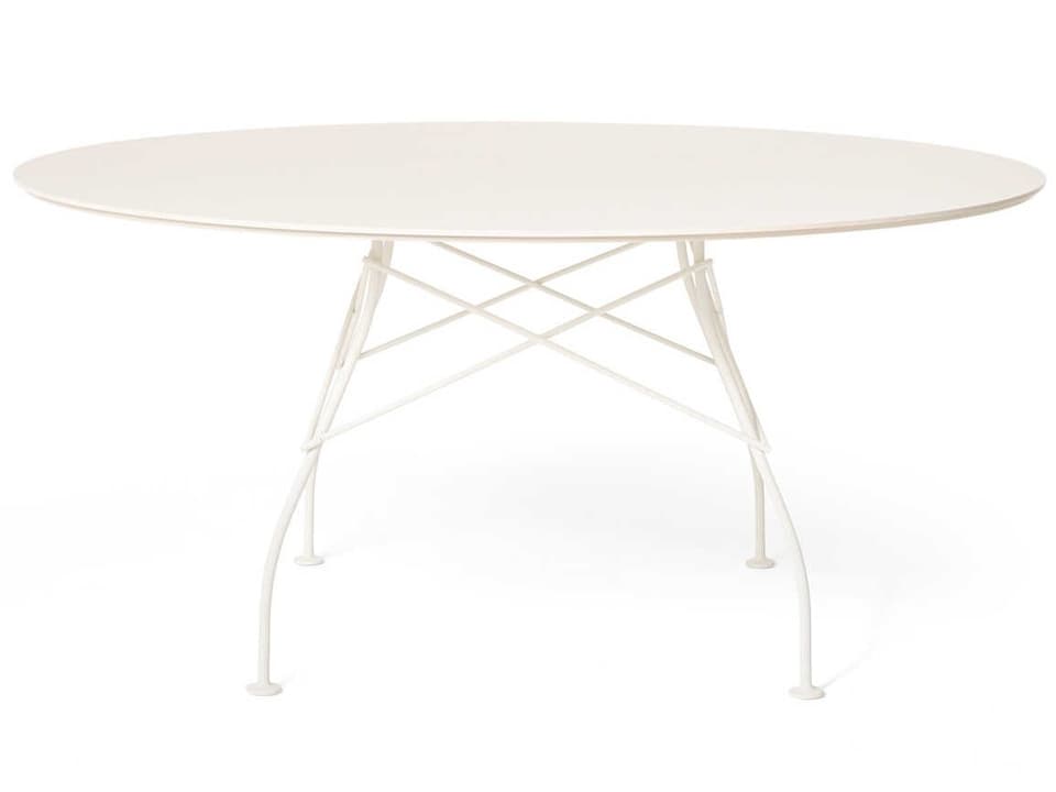 Glossy Steel Oval Dining Table