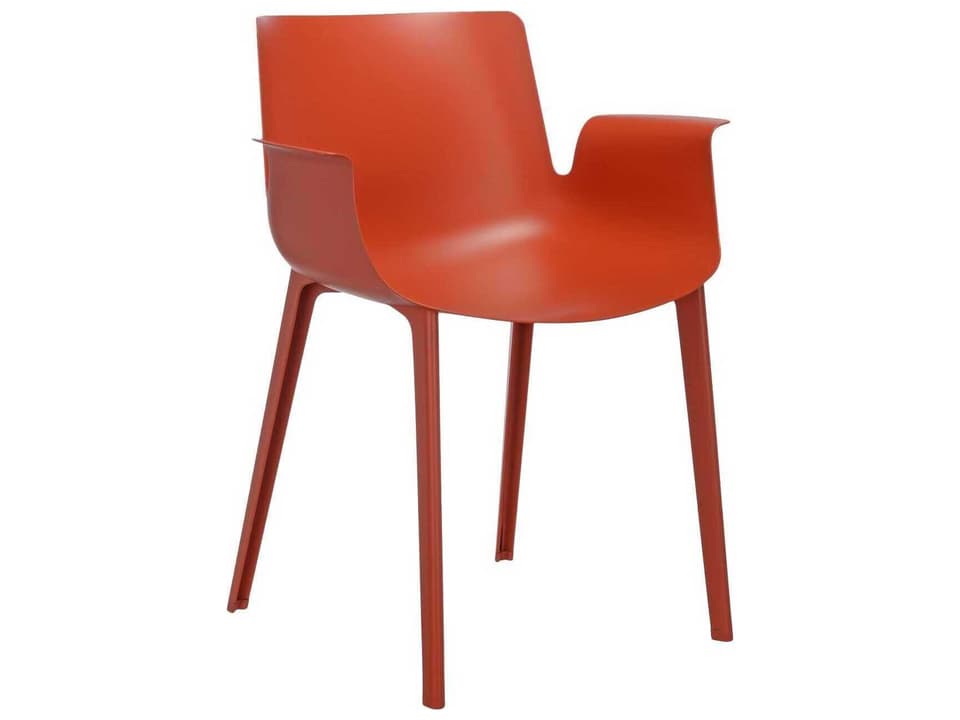 Piuma Opaque Rusty Orange Resin Dining Arm Chair