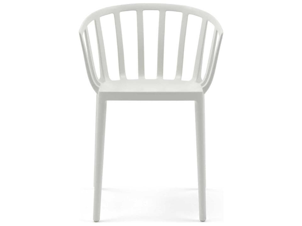 Venice Matte White Resin Dining Arm Chair  (Sold in 2)