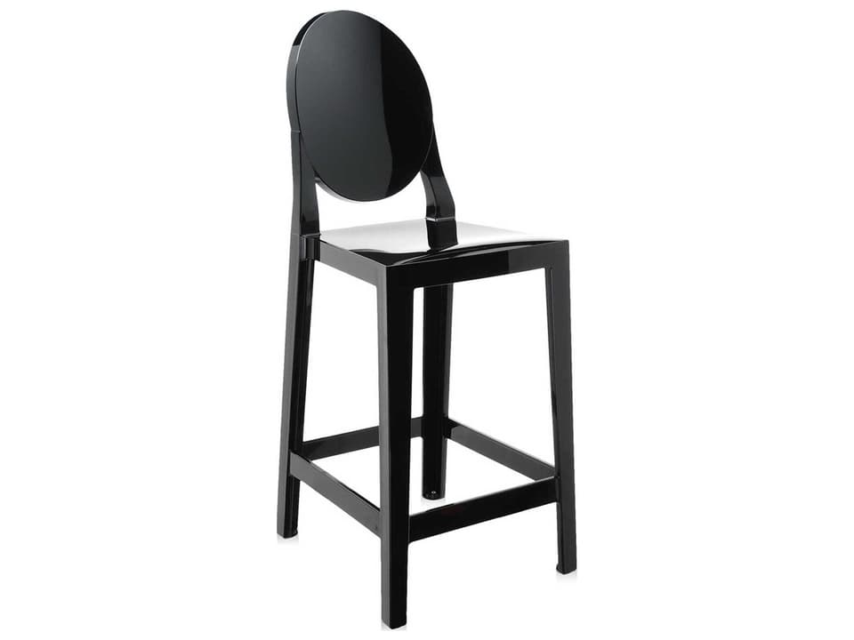 One More Opaque Black Resin Counter Stool  (Sold in 2)